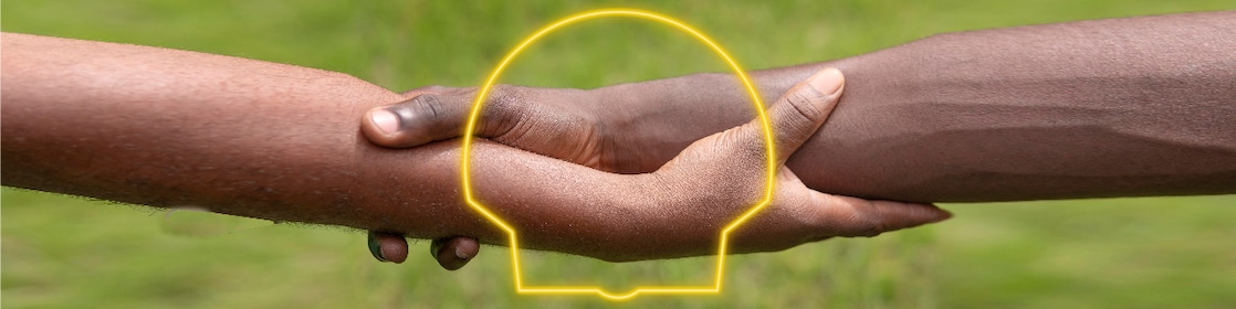 Logo Shell avec deux mains entrelacées en fond