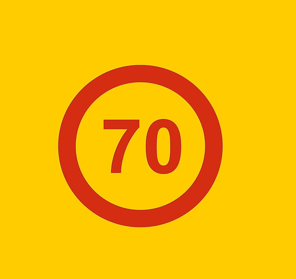 panneau de limitation de la vitesse à&nbsp;70