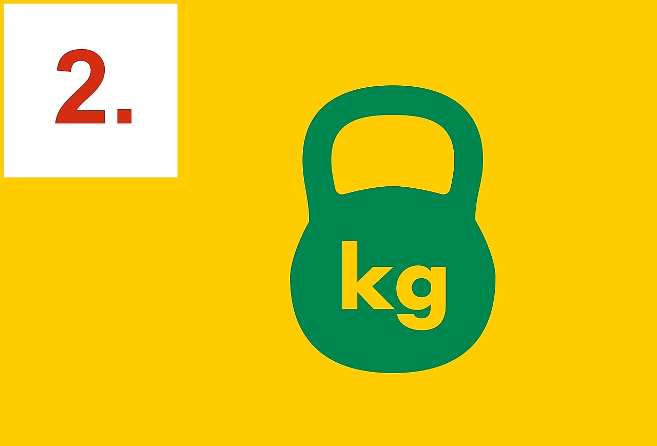 Kettlebell avec la mention «kg» inscrite dessus