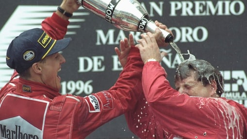 Michael Schumacher celebrating victory