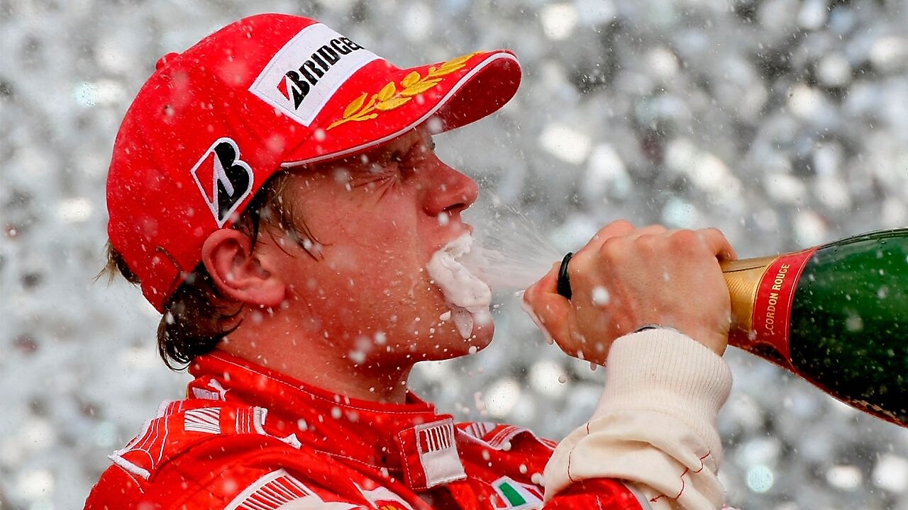 Kimi Räikkönen celebrating victory
