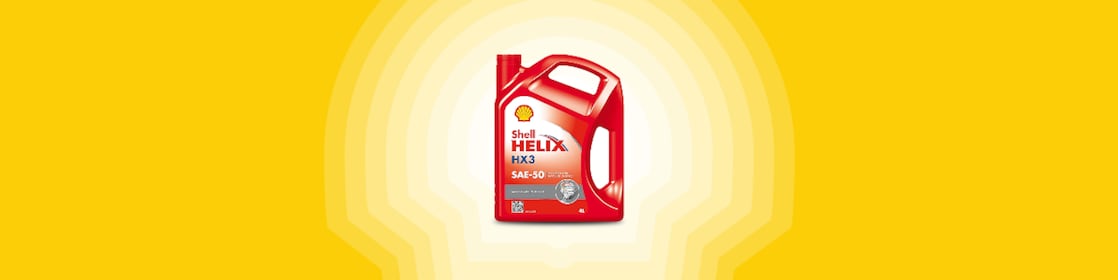 Bidon de 4 litres d’huile moteur Shell Helix HX3 SAE-50 pour moteurs essence et diesel.