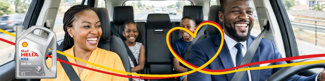 Shell Helix HX8, l'huile synthétique qui protège votre moteur et votre quotidien. Fiabilité et tranquillité d'esprit pour votre famille en Côte d'Ivoire.