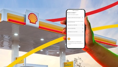 Une main montrant la page d’aide de l’application Shell Africa