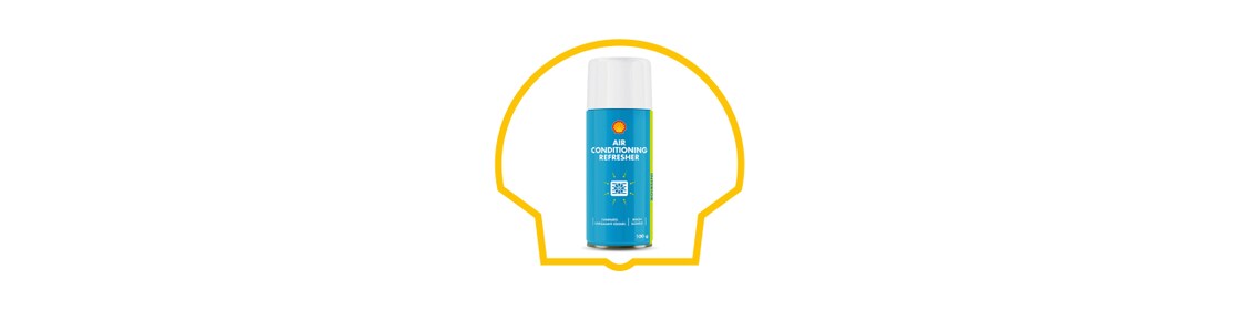 Désodorisant pour climatisation Shell en aérosol de 100 g, parfum citronné, conçu pour éliminer les mauvaises odeurs du système de climatisation automobile