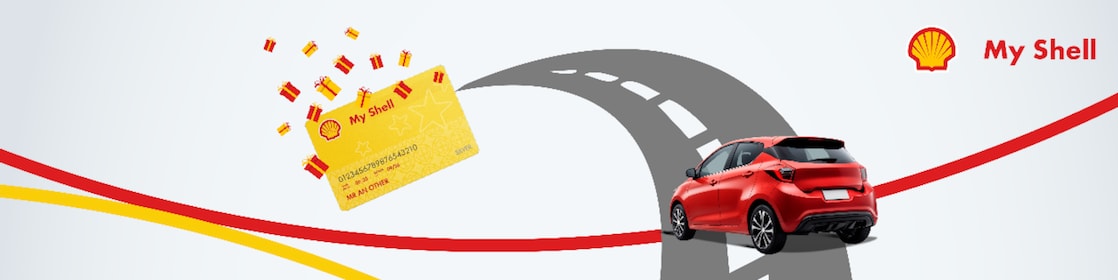 Voiture rouge roulant vers la carte My Shell